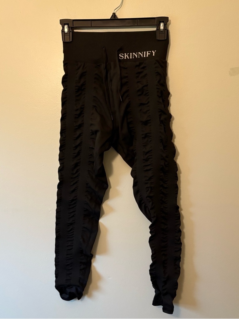 Skinnify Black Resistance Band Leggings with Compression Waist Pants, Size M